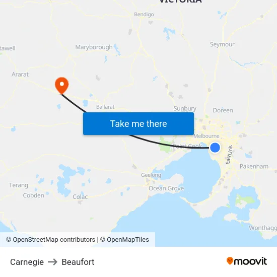 Carnegie to Beaufort map