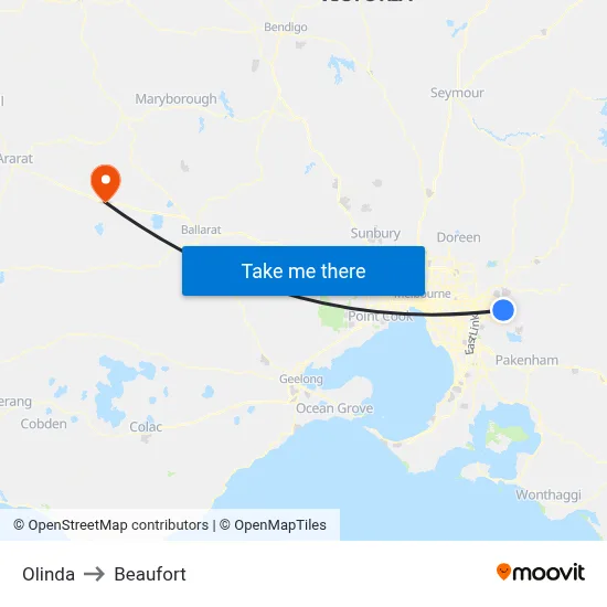 Olinda to Beaufort map