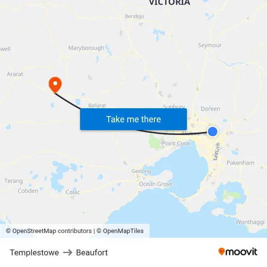 Templestowe to Beaufort map