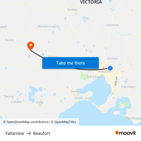 Yallambie to Beaufort map