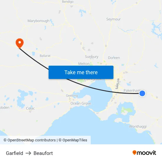 Garfield to Beaufort map
