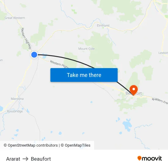 Ararat to Beaufort map