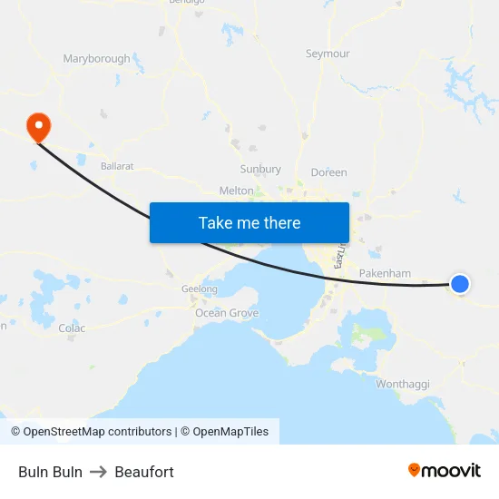 Buln Buln to Beaufort map