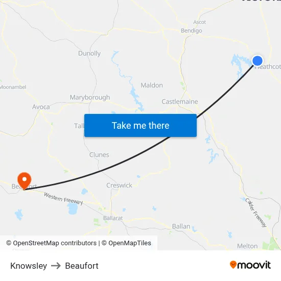 Knowsley to Beaufort map