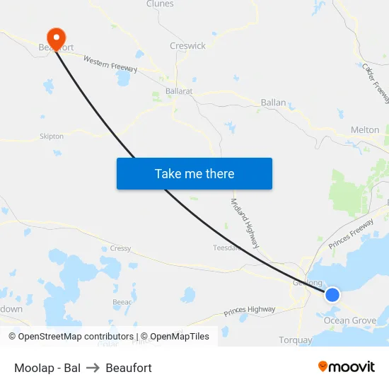 Moolap - Bal to Beaufort map