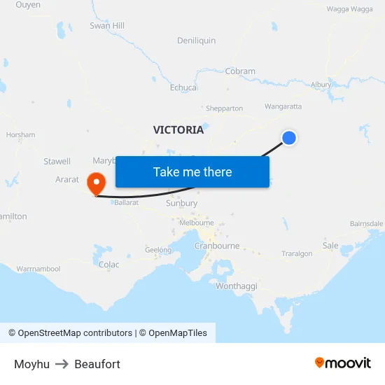 Moyhu to Beaufort map