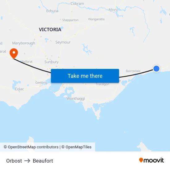 Orbost to Beaufort map