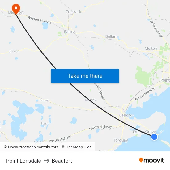 Point Lonsdale to Beaufort map