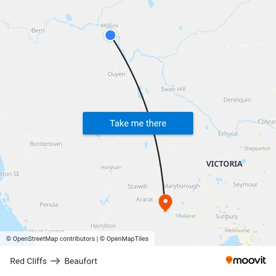 Red Cliffs to Beaufort map