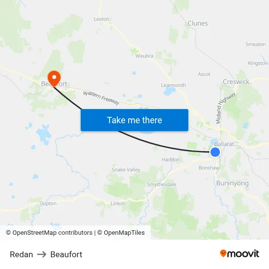 Redan to Beaufort map