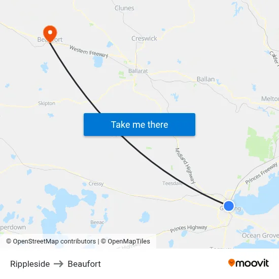 Rippleside to Beaufort map