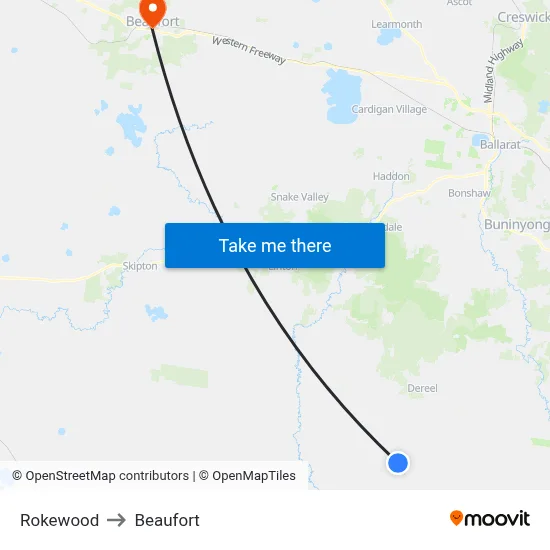 Rokewood to Beaufort map