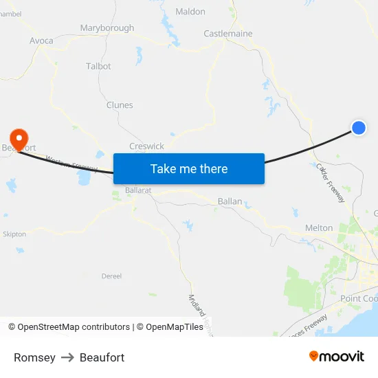 Romsey to Beaufort map