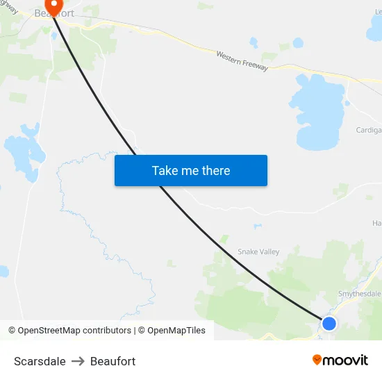 Scarsdale to Beaufort map