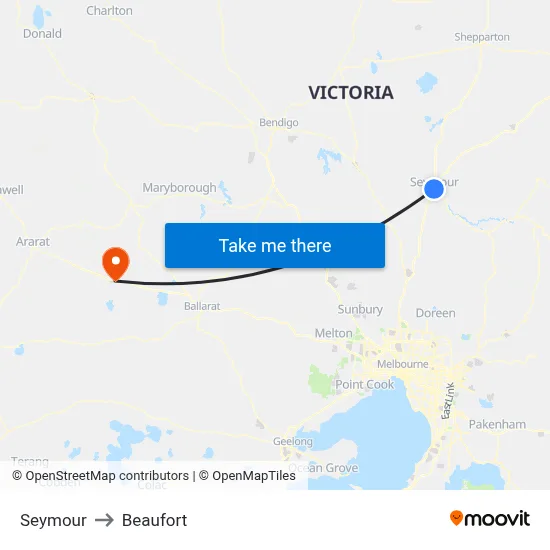 Seymour to Beaufort map