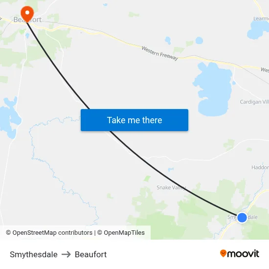 Smythesdale to Beaufort map