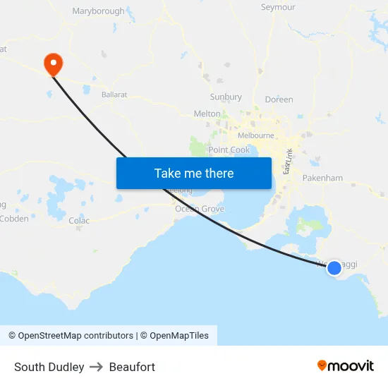 South Dudley to Beaufort map