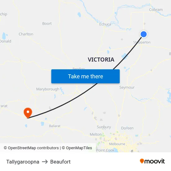 Tallygaroopna to Beaufort map