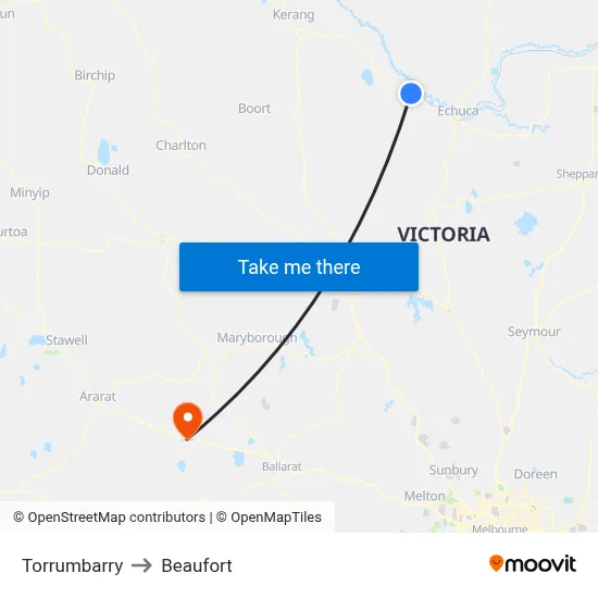 Torrumbarry to Beaufort map