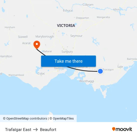 Trafalgar East to Beaufort map