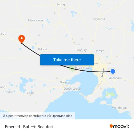 Emerald - Bal to Beaufort map