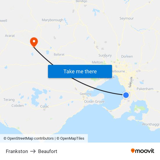 Frankston to Beaufort map