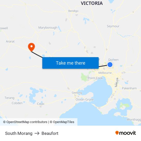South Morang to Beaufort map