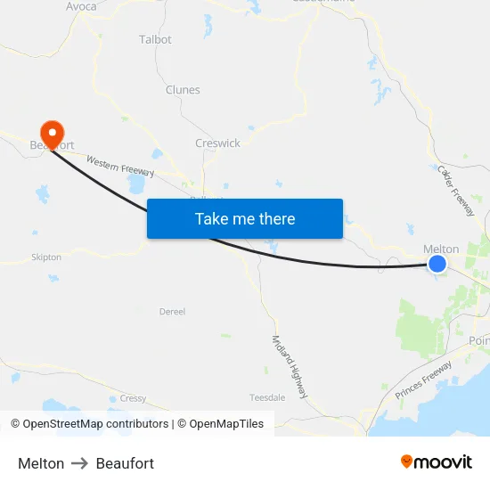 Melton to Beaufort map