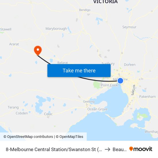 8-Melbourne Central Station/Swanston St (Melbourne City) to Beaufort map