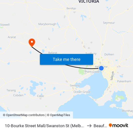 10-Bourke Street Mall/Swanston St (Melbourne City) to Beaufort map