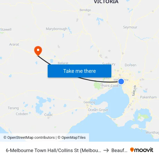 Melbourne Town Hall/Collins St #6 to Beaufort map