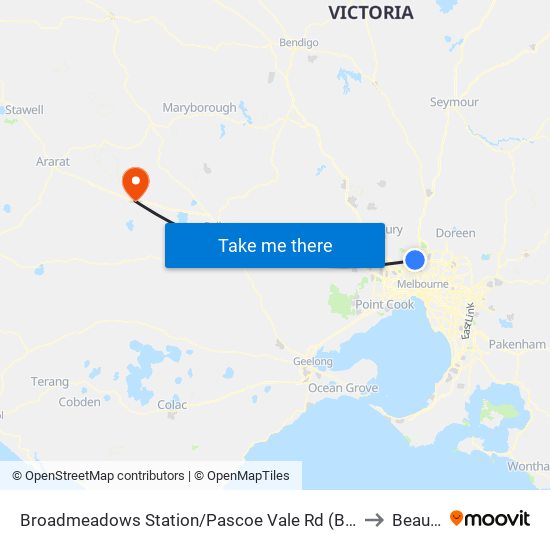 Broadmeadows Station/Pascoe Vale Rd (Broadmeadows) to Beaufort map