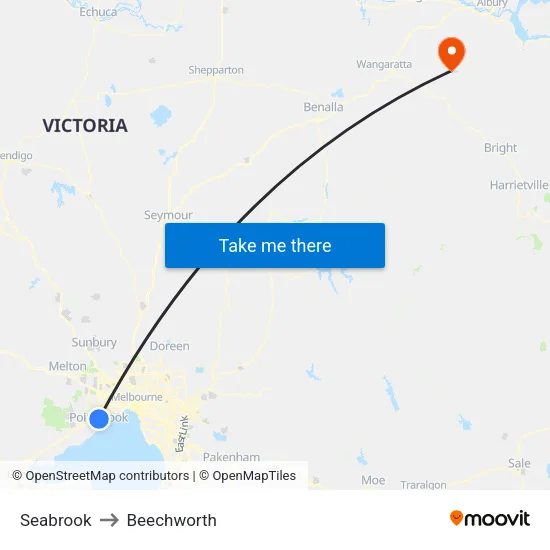 Seabrook to Beechworth map