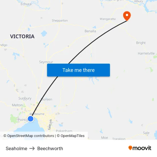 Seaholme to Beechworth map