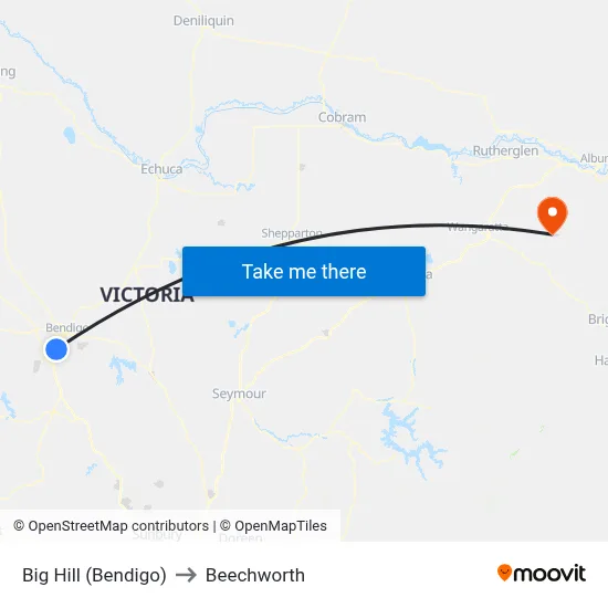 Big Hill (Bendigo) to Beechworth map