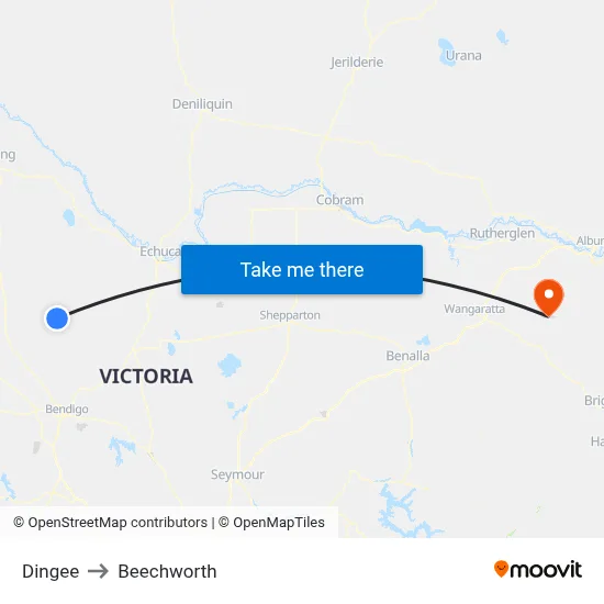 Dingee to Beechworth map