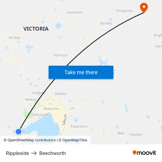 Rippleside to Beechworth map