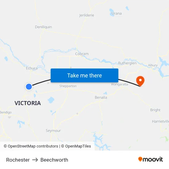 Rochester to Beechworth map
