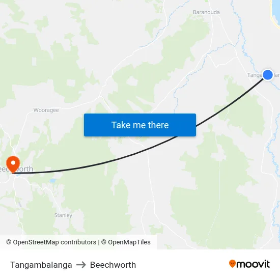 Tangambalanga to Beechworth map