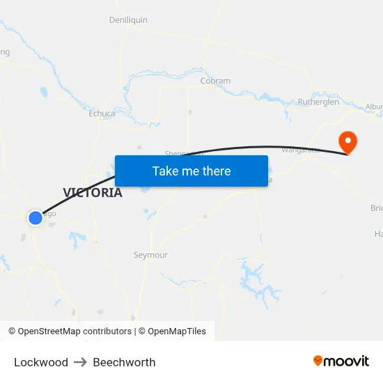 Lockwood to Beechworth map