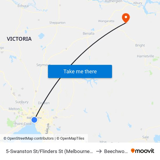 5-Swanston St/Flinders St (Melbourne City) to Beechworth map