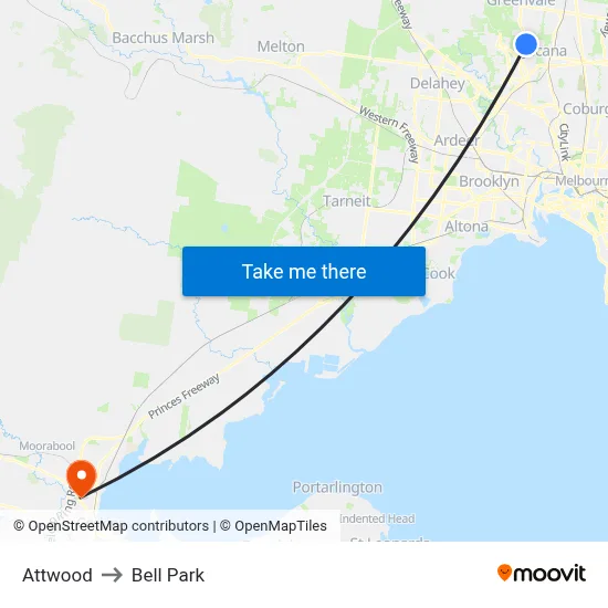 Attwood to Bell Park map