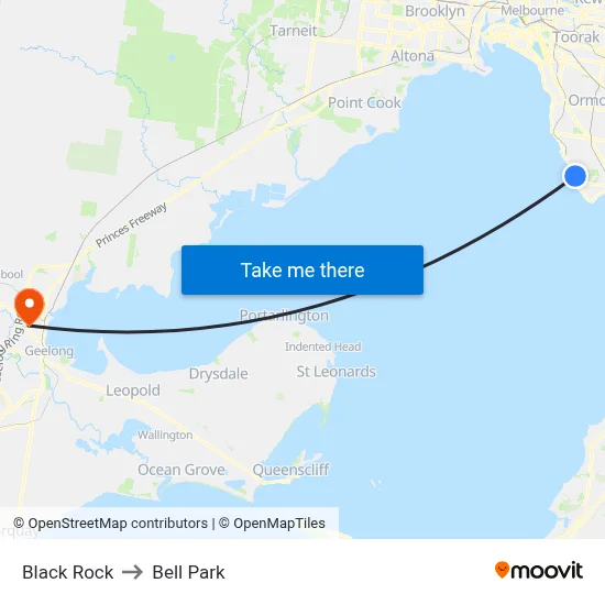 Black Rock to Bell Park map