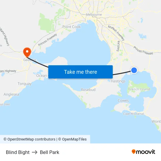 Blind Bight to Bell Park map