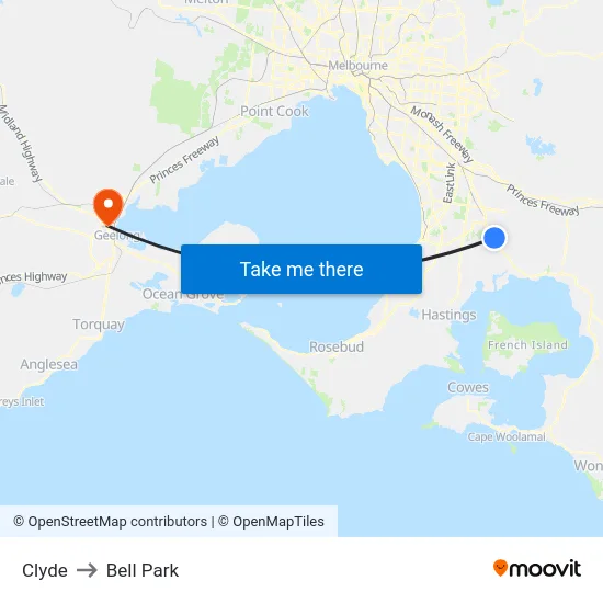 Clyde to Bell Park map