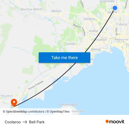 Coolaroo to Bell Park map