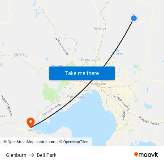 Glenburn to Bell Park map