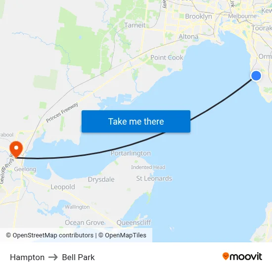 Hampton to Bell Park map
