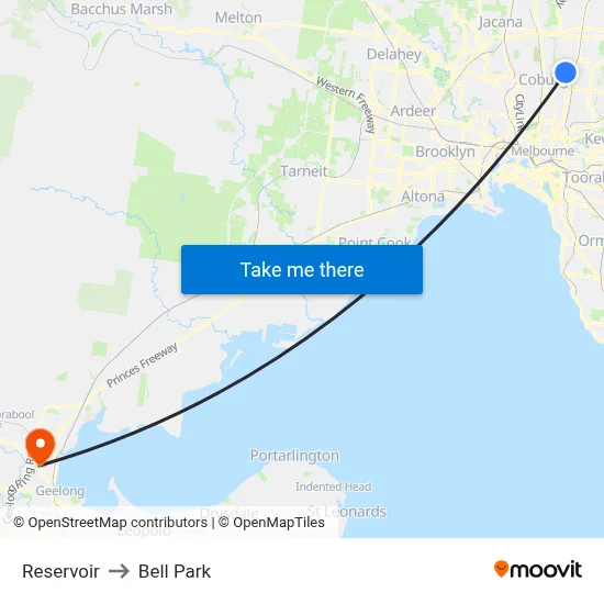 Reservoir to Bell Park map