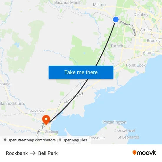 Rockbank to Bell Park map